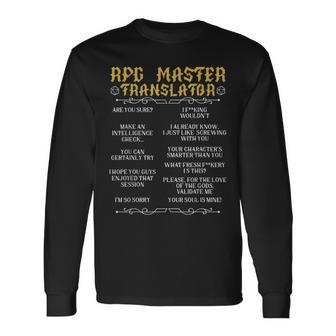 Rpg Master Translator D20 Tabletop Games Rpg Gamer Long Sleeve T-Shirt - Seseable