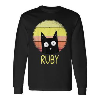 Ruby The Cat For Kitten Owner With The Name Ruby Long Sleeve T-Shirt - Seseable
