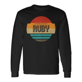 Ruby Name Retro Vintage Sunset Limited Edition Long Sleeve T-Shirt - Seseable