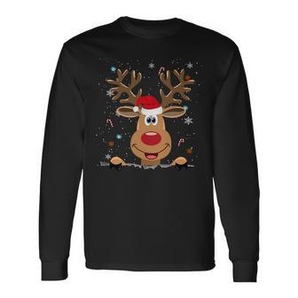 Rudolph Red Nose Reindeer Santa Christmas Long Sleeve T-Shirt - Seseable