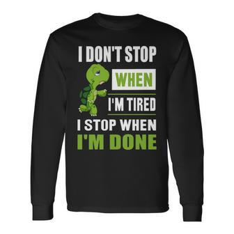 Running I Don't Shop When I'm Tired I Shop When I'm Done Long Sleeve T-Shirt | Mazezy