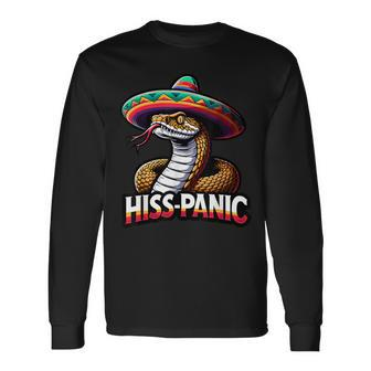 Hiss-Panic Mexican Joke Hispanic Jokes Snake Pun Long Sleeve T-Shirt - Monsterry