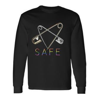 Safety Pin Heart Safe Solidarity Long Sleeve T-Shirt - Monsterry UK