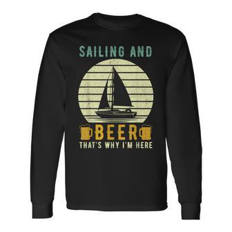 Sailor Sailing Saying Sailing And Beer Long Sleeve T-Shirt - Thegiftio UK
