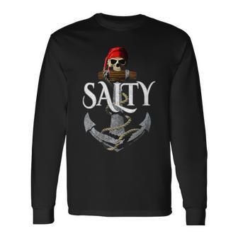 Salty Nautical Pirate Anchor Long Sleeve T-Shirt - Monsterry