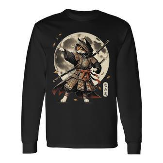 Samurai Cat Ninja Aesthetic Japanese Katana Tokyo Culture Long Sleeve T-Shirt - Monsterry
