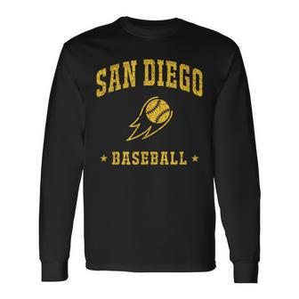 San Diego Baseball Vintage Gameday Retro Baseball Lover Long Sleeve T-Shirt - Seseable