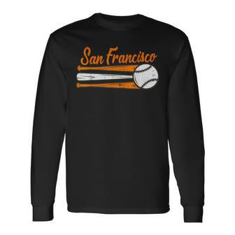 San Francisco Baseball Vintage Distressed Met At Gameday Long Sleeve T-Shirt | Mazezy