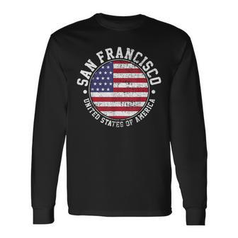 San Francisco USA-Flaggen-Design Schwarz Langarmshirts, Städteliebe Mode - Seseable