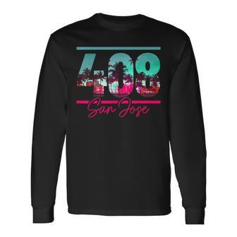 San Jose California Area Code 408 Vintage Retro Long Sleeve T-Shirt - Monsterry UK