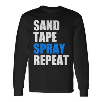 Sand Tape Spray Repeat Automotive Car Painter Long Sleeve T-Shirt - Monsterry