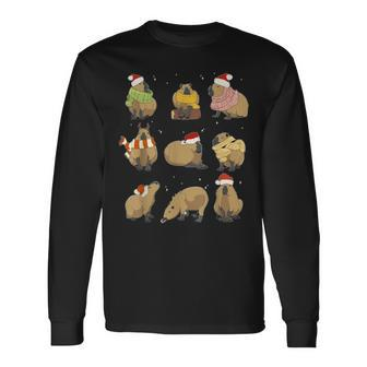 Santa Capybara Crew Christmas Capybaras Lover Xmas Pj Long Sleeve T-Shirt | Mazezy