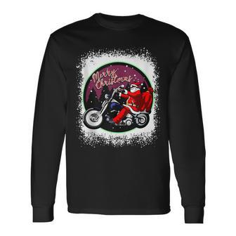 Santa On Motorcycle Christmas Rider Xmas Long Sleeve T-Shirt - Monsterry AU