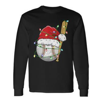 Santa Sports For Boys Christmas Baseball Player Long Sleeve T-Shirt - Monsterry
