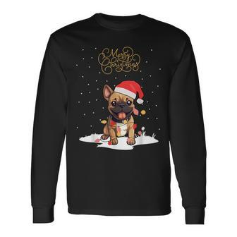 Santa Xmas Frenchie Merry Christmas French Bulldog Puppy Long Sleeve T-Shirt - Seseable