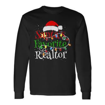 Santa's Favorite Realtor Christmas Santa Hat Lights Long Sleeve T-Shirt - Monsterry UK