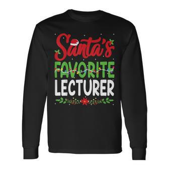 Santa's Favourite Lecturer Christmas Santa Hat Lights Long Sleeve T-Shirt - Monsterry DE