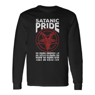 Satanic Pride Baphomet Seal Satan Lucifer Occult Pentagram Long Sleeve T-Shirt - Monsterry DE