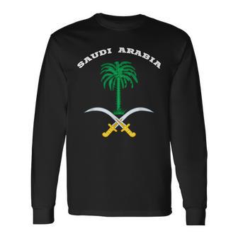 Saudi Arabia Coat Of Arms Flag Souvenir Riyadh Long Sleeve T-Shirt - Monsterry CA