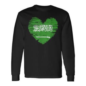 Saudi Arabia Heart Saudi Arabian Flag Ksa Pride Long Sleeve T-Shirt - Monsterry CA