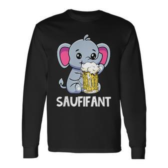 Saufifant Party Elefant Alkohol Bier Saufen Feiern Langarmshirts - Seseable