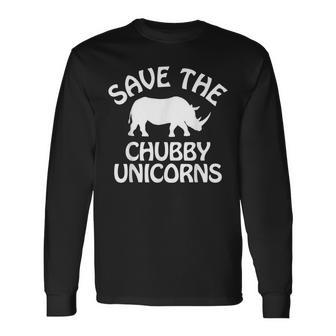 Save The Chubby Unicorns Retro Vintage Rhino Unicorn Long Sleeve T-Shirt - Monsterry CA