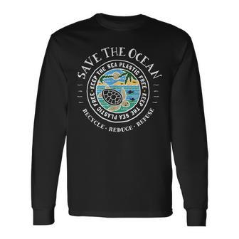 Save The Ocean T Keep The Sea Plastic Free Turtle Long Sleeve T-Shirt - Thegiftio UK