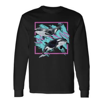 Save Whales 90S Orca Ocean Animals Chart Mammals Guide Eco Long Sleeve T-Shirt - Monsterry AU