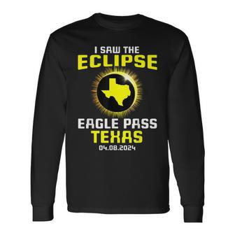 I Saw The Eclipse Eagle Pass Texas Total Solar Eclipse 2024 Long Sleeve T-Shirt - Thegiftio UK