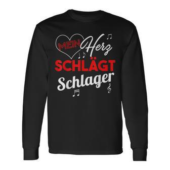 Schlagermusik-Fan Langarmshirts: Mein Herz schlägt Schlager, Liebhaber-Langarmshirts - Seseable