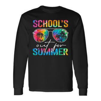 Schools Out For Summer Tie Dye Last Day Of School Teacher Long Sleeve T-Shirt | Mazezy