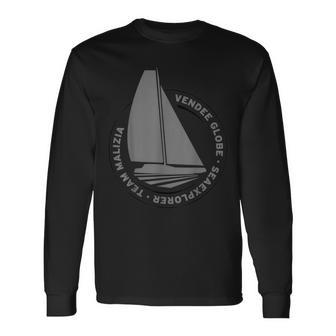 Schwarzes Langarmshirts mit Segelboot-Design, Vendee Globe Herausforderung - Seseable