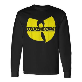 Schwarzes Wu-Tang Logo Langarmshirts, Hip-Hop Fanbekleidung - Seseable
