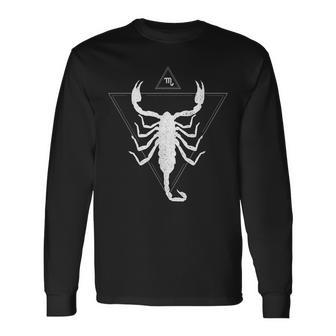 Scorpio Zodiac Sign Neon Scorpion Long Sleeve T-Shirt - Monsterry
