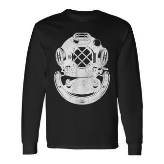 Sea Diving For Diver Underwater Helmet Vintage Long Sleeve T-Shirt - Monsterry