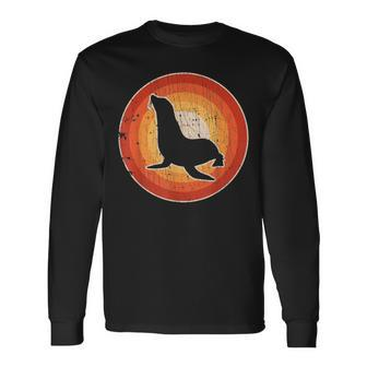 Sea Lion Retro Vintage 60S 70S Sunset Seal Animal Lovers Long Sleeve T-Shirt - Monsterry