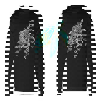 Sea Turtle Beach Lover Ocean Animal Graphic Novelty Womens Long Sleeve T-Shirt | Mazezy