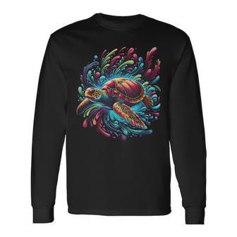 Sea Turtle Beach Lover Ocean Animal Graphic Novelty Womens Long Sleeve T-Shirt - Monsterry