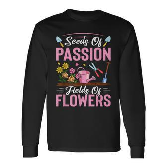 Seed Of Flowers-Fields Of Flowers Gardener Trimmer Landscape Long Sleeve T-Shirt - Monsterry DE