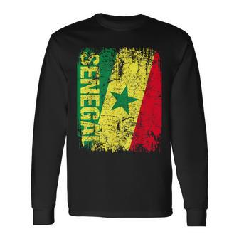 Senegal Flag Vintage Distressed Senegal Long Sleeve T-Shirt - Monsterry AU