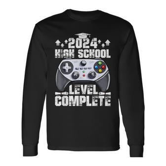 Senior Gamer 2024 High School Level Complete 2024 Grad Long Sleeve T-Shirt - Monsterry