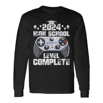 Senior Gamer 2024 High School Level Complete 2024 Grad Long Sleeve T-Shirt - Seseable