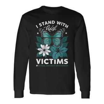 Sexual Assault Awareness Month I Stand With The Victims Long Sleeve T-Shirt - Monsterry