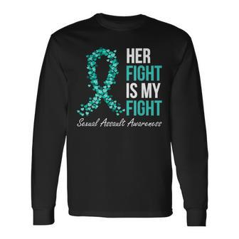 Sexual Assault Awareness Month I Wear Teal Ribbon Support Long Sleeve T-Shirt | Mazezy