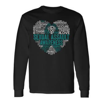 Sexual Assault Teal Ribbon Awareness Support Long Sleeve T-Shirt - Monsterry AU
