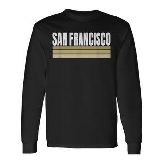 Sf Vintage Striped San Francisco Red Maroon San Francisco Ca Long Sleeve T-Shirt | Mazezy