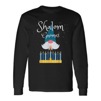 Shalom Gnomes Jewish Hanukkah Blessing Chanukah Lights Long Sleeve T-Shirt | Mazezy