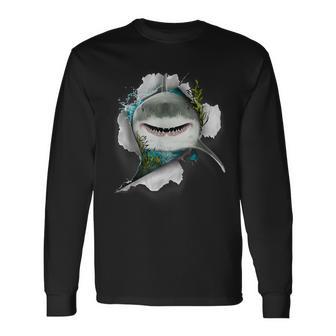 Shark Great White Shark Deep Sea Fishing Shark Long Sleeve T-Shirt - Monsterry