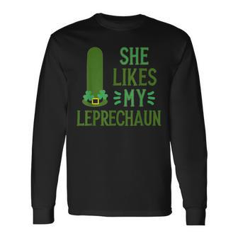 She Likes My Leprechaun St Patrick's Couple Long Sleeve T-Shirt - Seseable