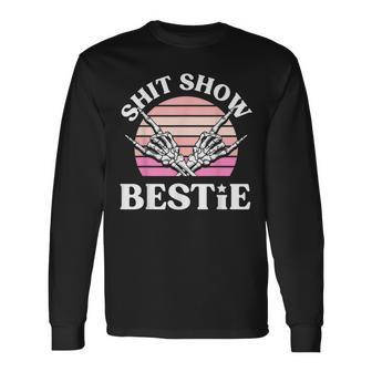 Shit Show Besties Skeleton Rock N Roll Bestfriend Long Sleeve T-Shirt | Mazezy